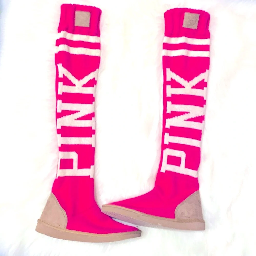 Victoria’s Secret PINK Mukluk Knee High Sweater Boot New Excellent Condi…